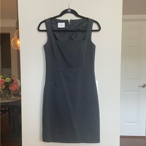 AKRIS Punto Black Sleeveless Dress, Cotton Pique, Square‎ Neckline, Size 4